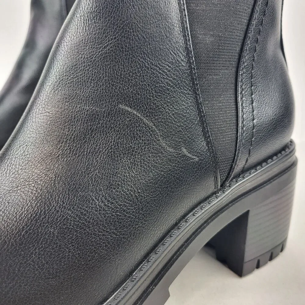 MIA Rusty Chelsea Pull On Lug Sole Booties Black Elastic Closure Size 11